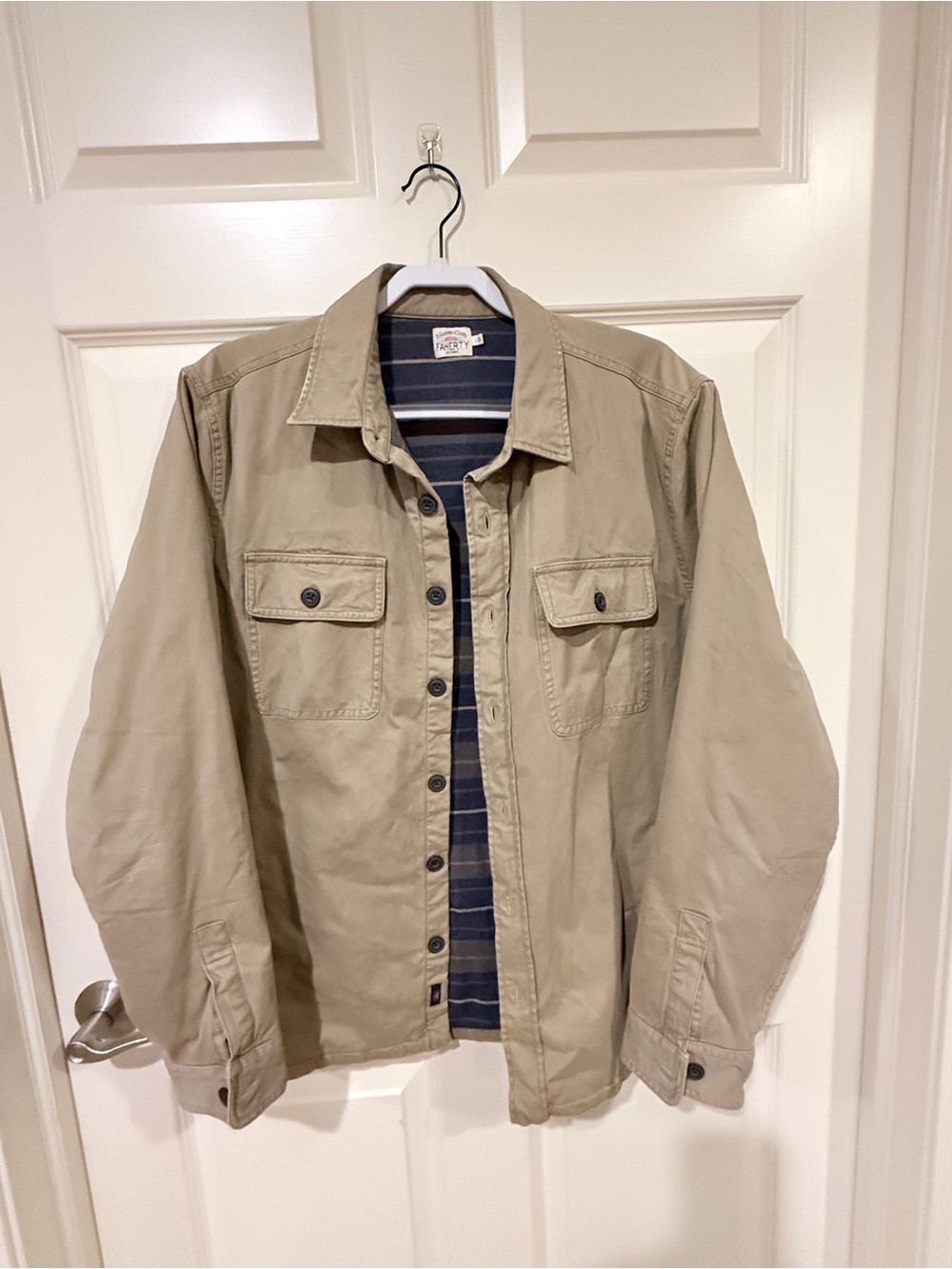 Faherty Tan Military-Style Utility Jacket